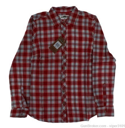 Podium Ladies L/S Flannel Shirt Red Plaid - Small-img-0