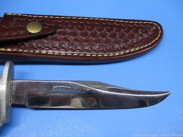 US VIETNAM PARSONS KNUCKLE KNIFE WITH ORIGINAL SCABBARD CLIP POINT BLADE -img-3