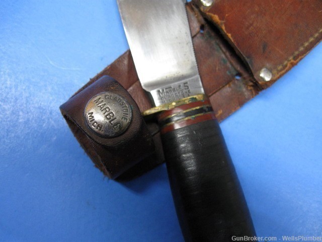 MARBLES WOODCRAFT KNIFE WITH ORIGINAL MARBLES LEATHER SCABBARD (RARE)-img-2