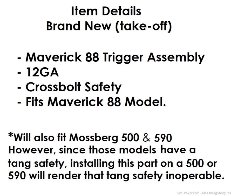 Mossberg Maverick 88 Trigger Group Assembly Pack, 500, 590, Shotgun 12GA-img-2