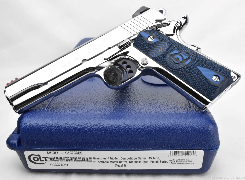 BRIGHT STAINLESS Colt Competition GOVT 1911 Model O1070CCS - BRAND NEW .45 -img-0