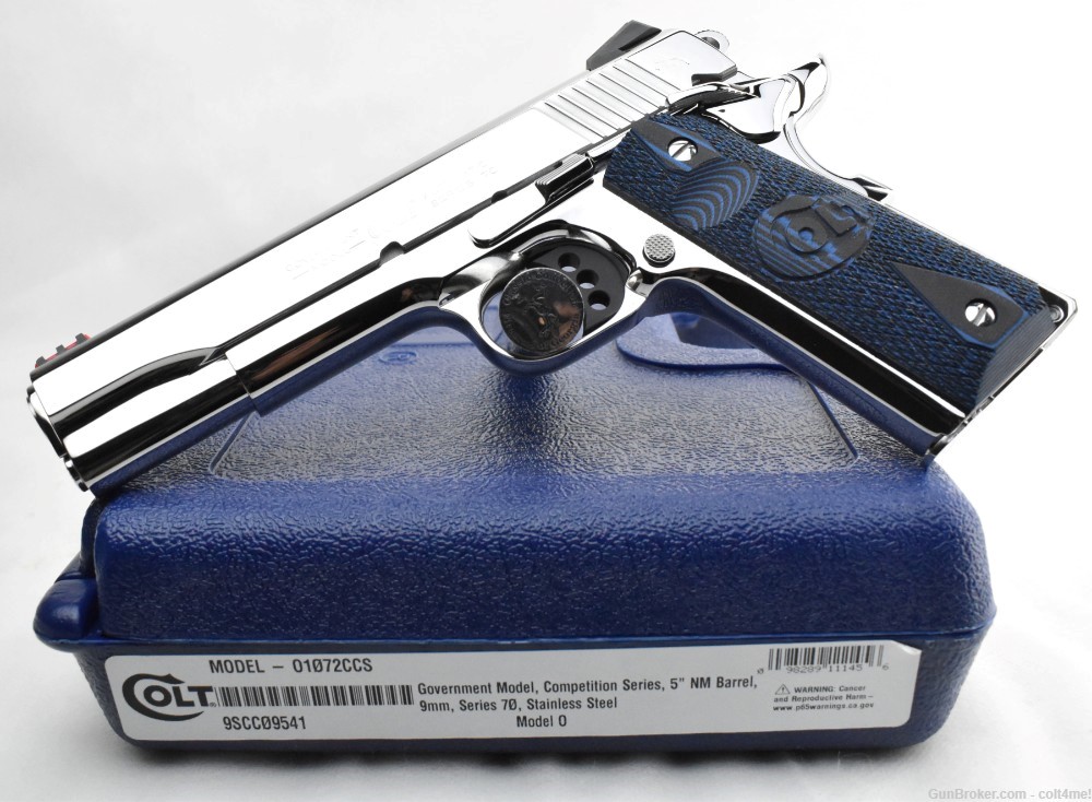 BRIGHT STAINLESS Colt Competition 9mm Model O1072CCS - NEW 1911-img-0