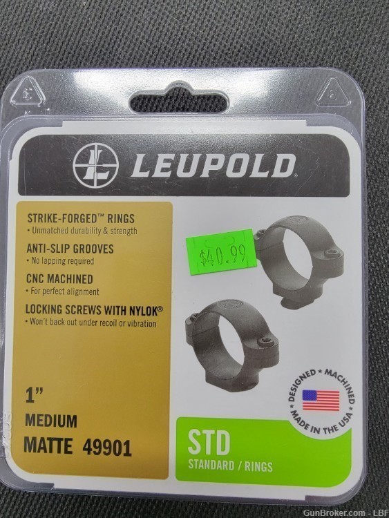 Leupold STD 1 inch Scope Rings Medium Height   -img-0