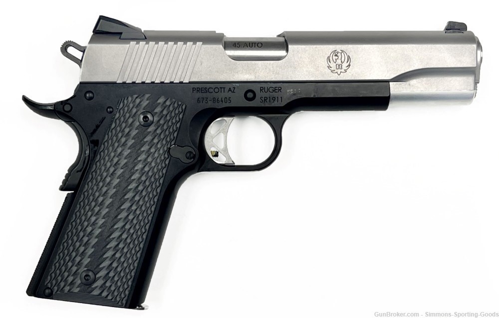 Ruger SR1911 (6792) 5" 45Auto 8Rd/7Rd Semi Auto Pistol - Stainless Steel-img-1