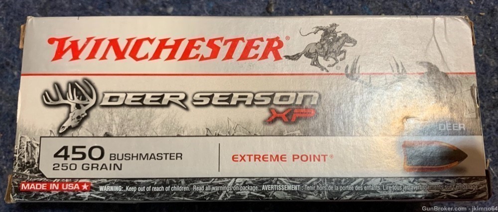 40 rounds Winchester Deer Season 450 Bushmaster 250grn Extreme Point-img-0