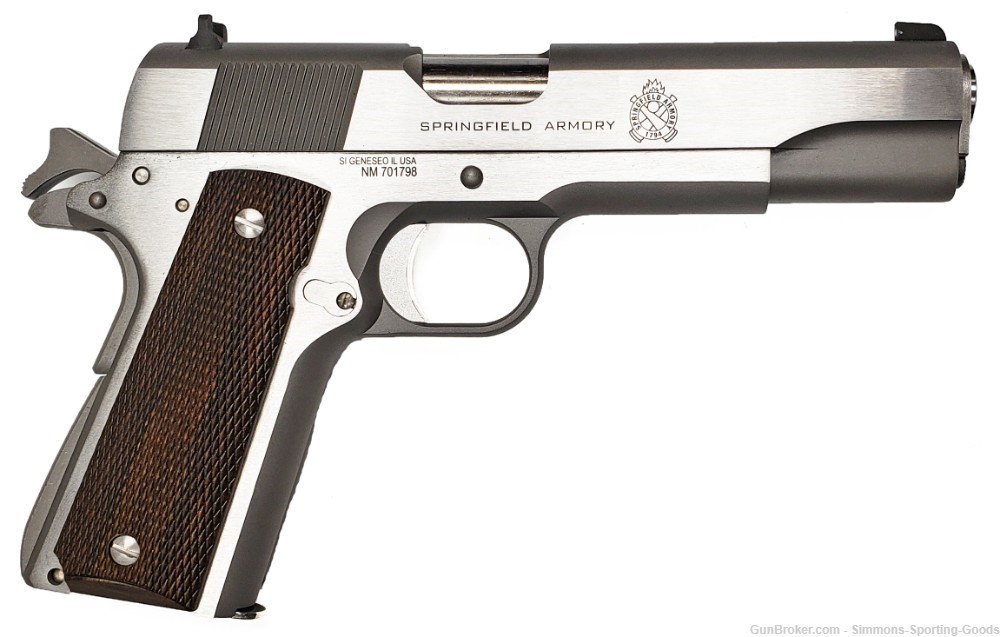 Springfield 1911 MilSpec (PBD9151L) 5" 45ACP 7Rd Pistol - Stainless Steel-img-1