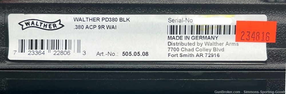 Walther PD380 (505.05.08) 3.7" 380ACP 9Rd Semi Auto Pistol - Black-img-4