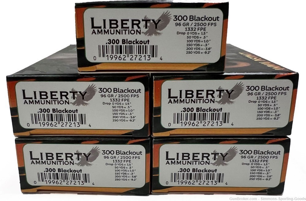 Liberty .300 Blackout 96 gr Animal Instinct Rifle Ammo  Qty. 5Bxs/100Rds-img-0