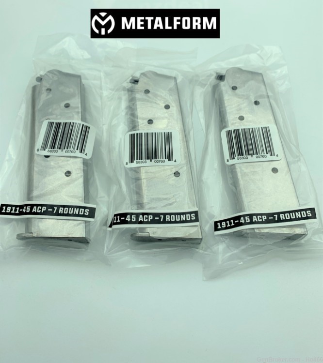 Pack of 3 1911 Magazine 7 Round Stainless 45 ACP Auto Metalform Fits Colt -img-8