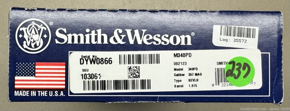Smith and Wesson 340PD 357 Mag Scandium Alloy J-Frame SKU 103061-img-9