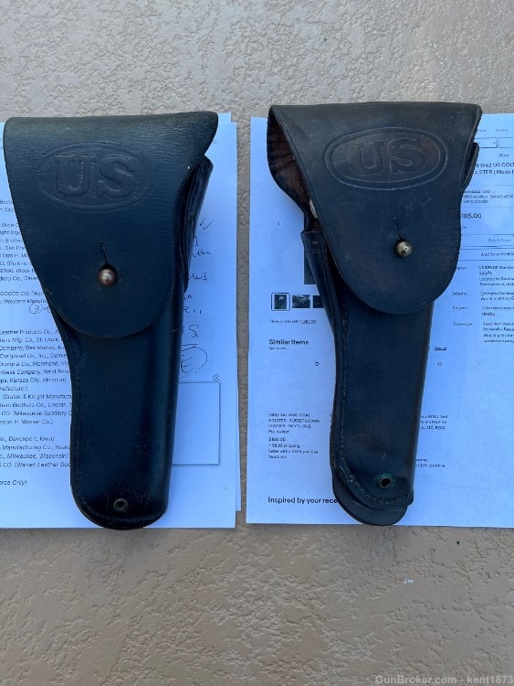 Two US 1911 holsters WII Enger-Kress and WWI Initialed JNS -img-3