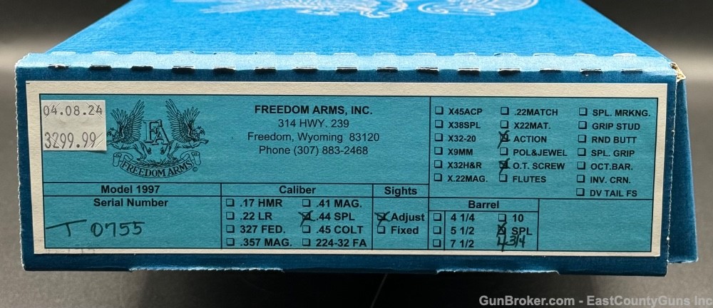 Freedom Arms Model 97 Premier Grade 44 Special 4 3/4" Barrel - Custom Order-img-4