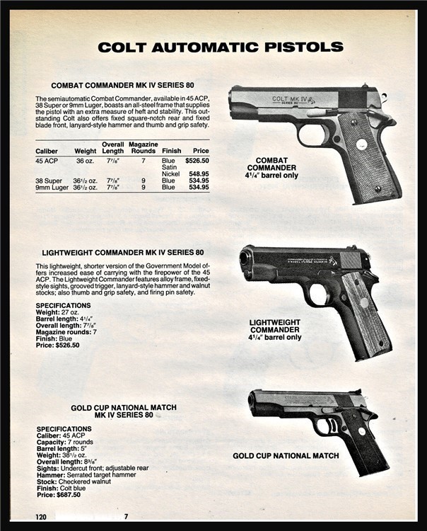 1987 COLT Combat Commander MK IV Series 80 Lightweight Gold Cup Pistol AD-img-0