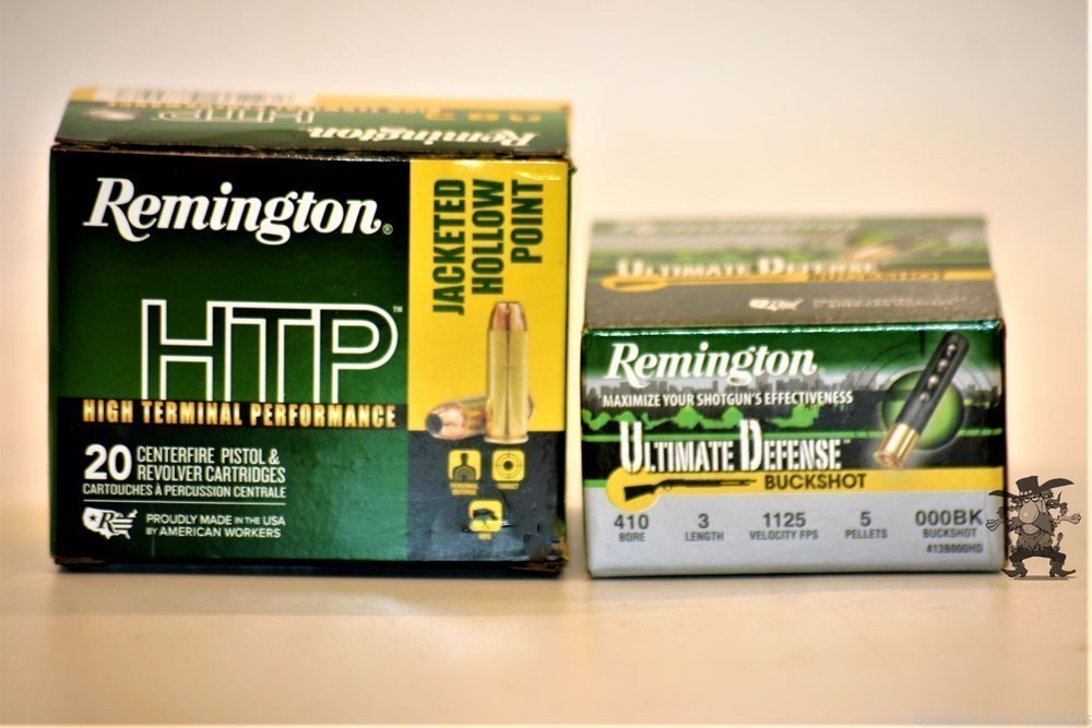 45 LC/410 Judge CoMbO Remington HTP JHP 45 LC + 3" Ultimate Defense 410 Buc-img-0