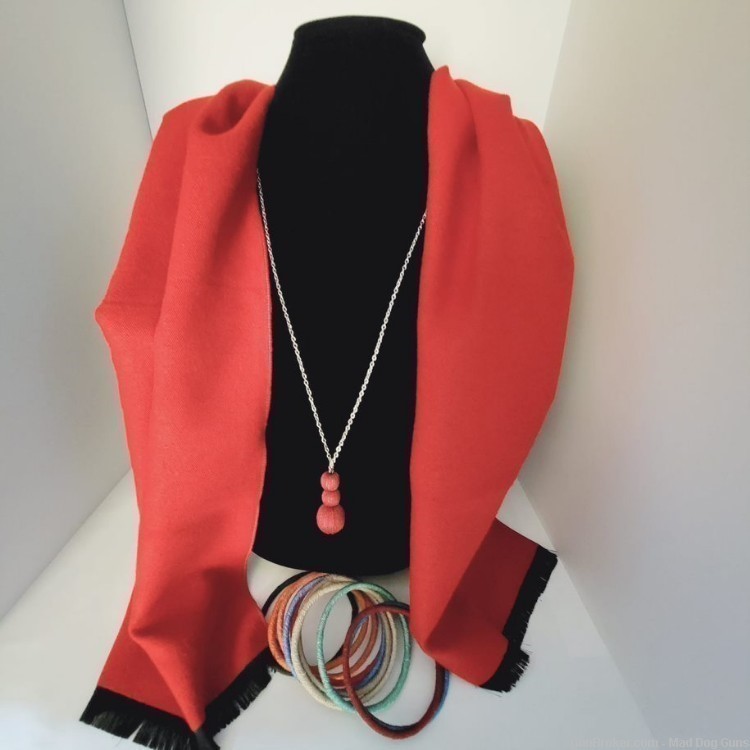 Rapti Fashion cashmere Scarf & Tintsaba Swaziland Necklace/10 Bangles.RF8TS-img-0