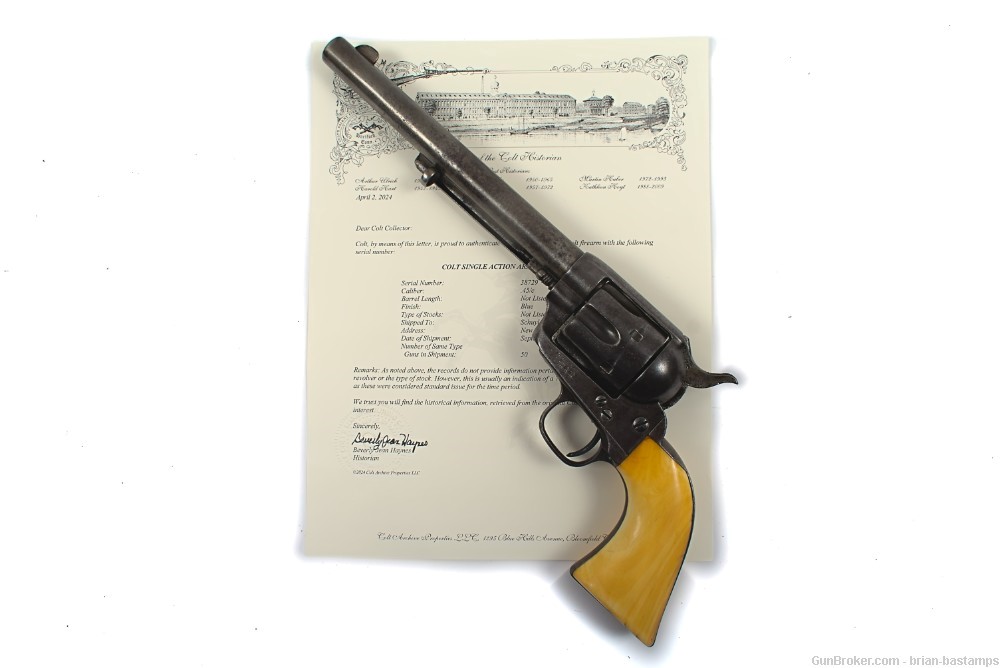 Ivory Gripped Colt Single Action Army (SAA) Revolver – SN: 38729 (Antique)-img-0