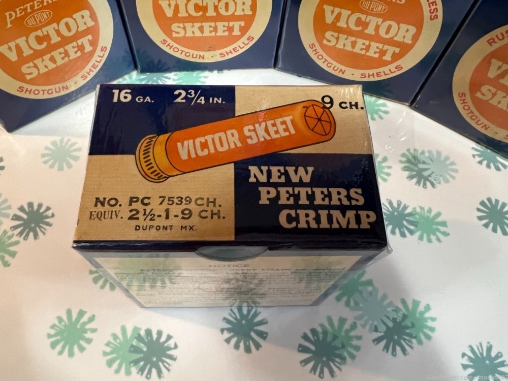 10  PETERS VICTOR RED DOT 16 GA SKEET BOXES 9 's fresh out of the case-img-1