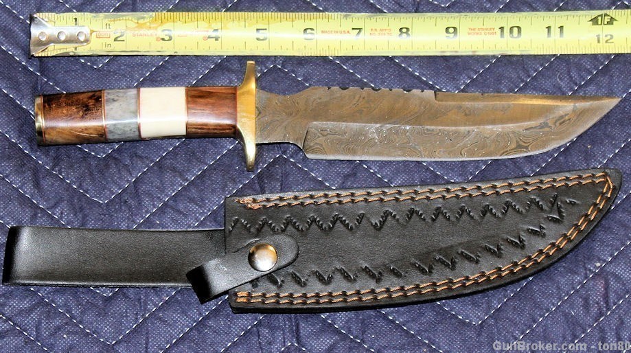 CUSTOM HANDMADE HUNTING KNIFE DAMASCUS STEEL-img-0