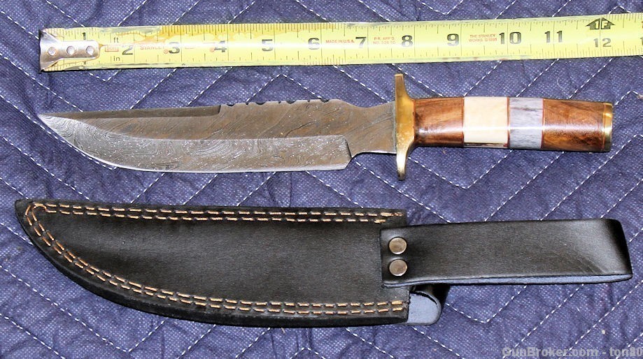 CUSTOM HANDMADE HUNTING KNIFE DAMASCUS STEEL-img-1