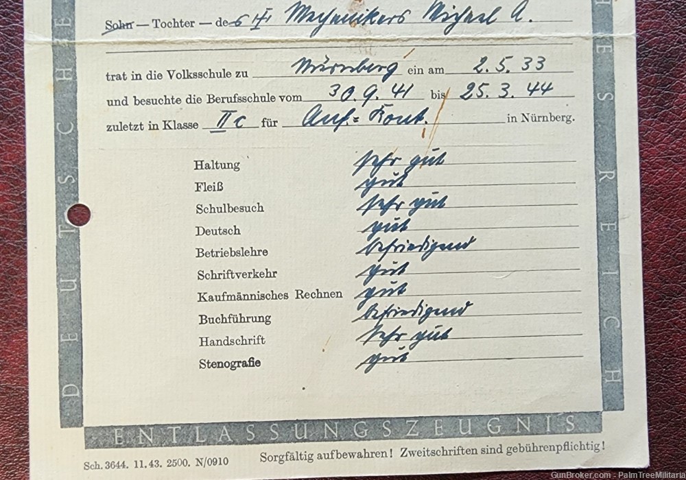 WW2 WWII NSDAP German Third Reich HJ Youth BDM Jugend school document 1944-img-2