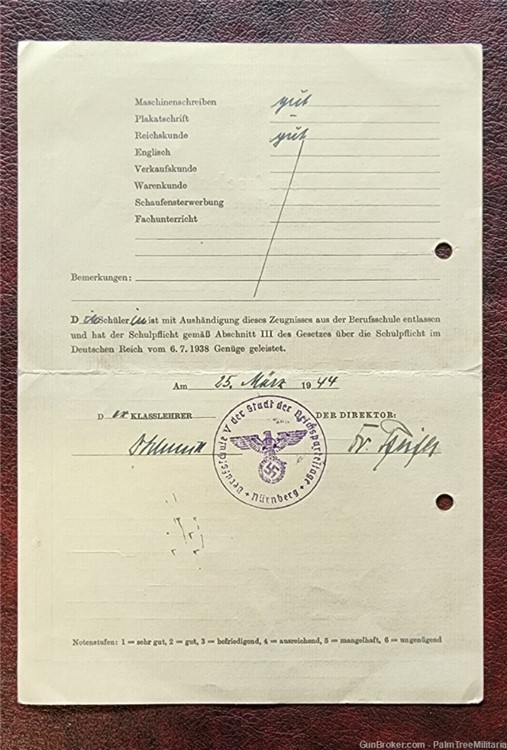 WW2 WWII NSDAP German Third Reich HJ Youth BDM Jugend school document 1944-img-3