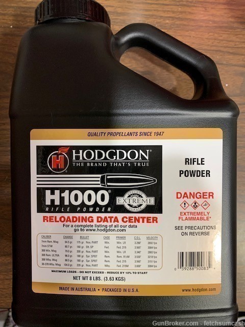 8 Lbs. Fresh Hodgdon H 1000 Powder hazmat shipping-img-0