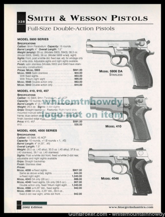2002 SMITH & WESSON 59000 5606 DA 410 4046 Pistol AD-img-0