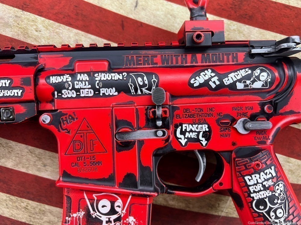 Deadpool AR-15 30rd Battleworn, camo, Engraved and Cerakote-img-14