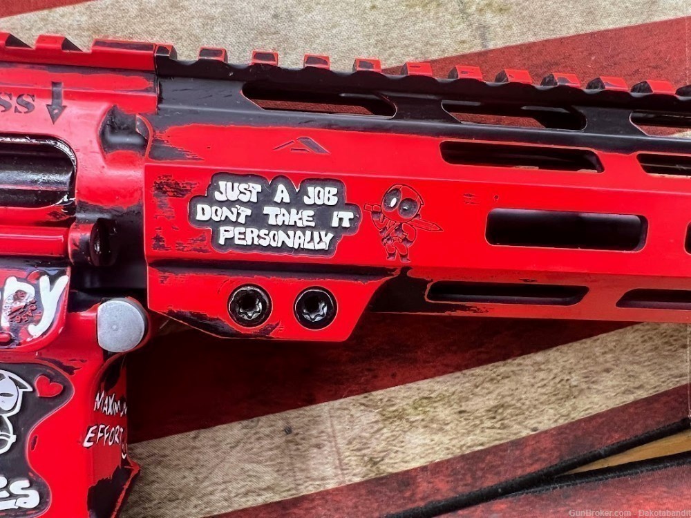 Deadpool AR-15 30rd Battleworn, camo, Engraved and Cerakote-img-16