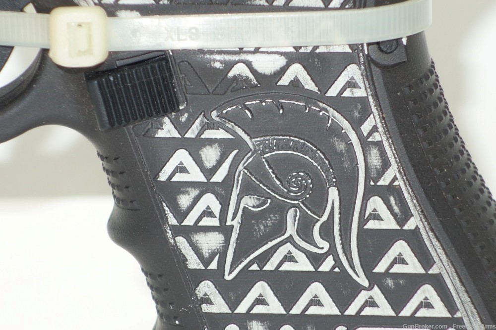 Glock Model 19 Gen 4-Black & White Battleworn Spartan Head-New in Box-img-6