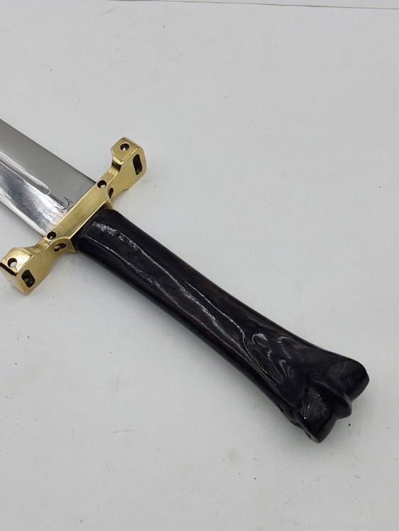 14" Custom USA made Dagger w/sheath-Zebra Bone-Crocodile Sheath-img-9
