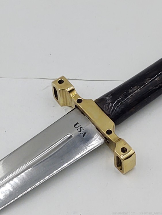 14" Custom USA made Dagger w/sheath-Zebra Bone-Crocodile Sheath-img-4