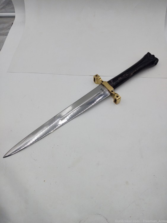 14" Custom USA made Dagger w/sheath-Zebra Bone-Crocodile Sheath-img-8