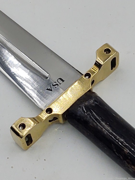 14" Custom USA made Dagger w/sheath-Zebra Bone-Crocodile Sheath-img-5