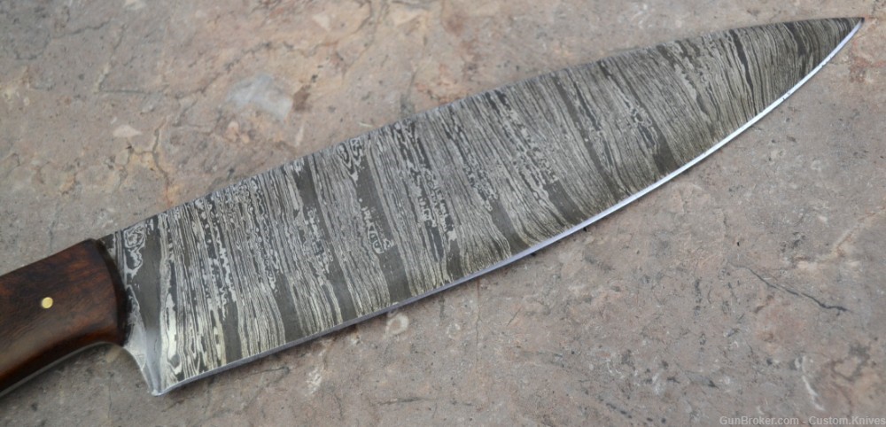 Custom Made Damascus Steel Chef / Hunting Knife Walnut Wood Handle (SK124)-img-5