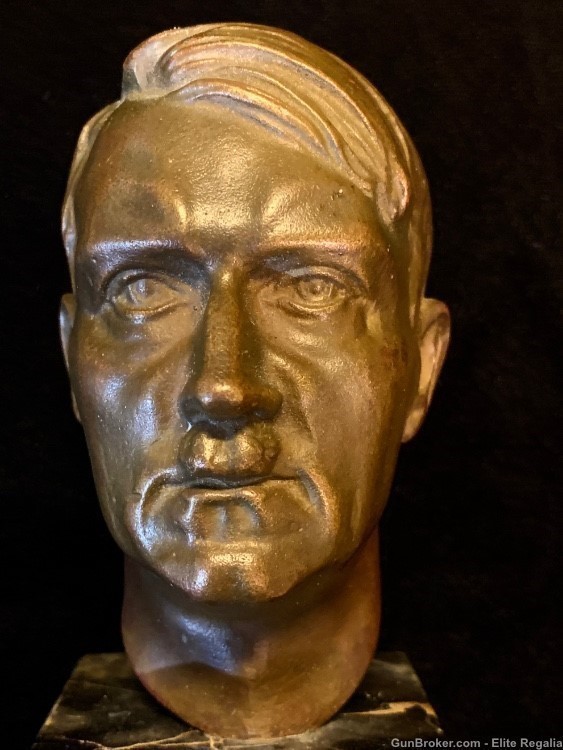 Original Adolf H!tler Small Bronze Bust German WWII SS SA NSDAP Himmler-img-2