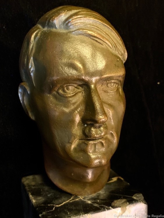Original Adolf H!tler Small Bronze Bust German WWII SS SA NSDAP Himmler-img-3