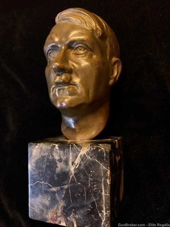 Original Adolf H!tler Small Bronze Bust German WWII SS SA NSDAP Himmler-img-0