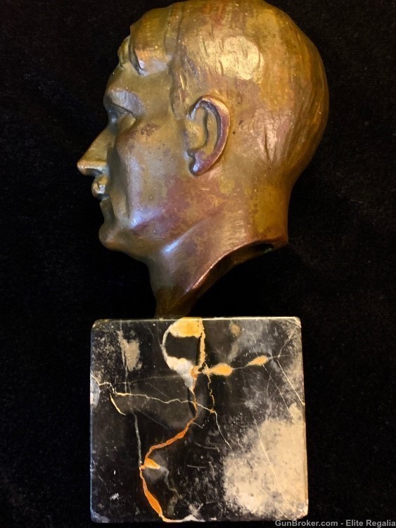 Original Adolf H!tler Small Bronze Bust German WWII SS SA NSDAP Himmler-img-4