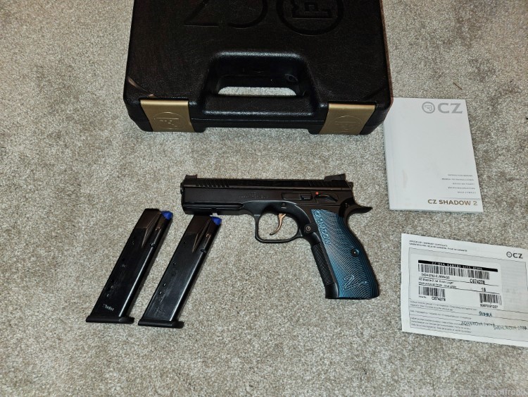 CZ-USA, Shadow 2, 9mm, Blue grips. 18 rounds 2 magazines.-img-0