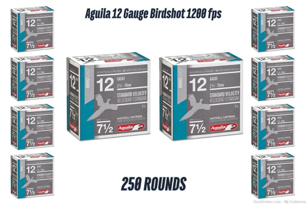 Aguila Field Shotshells 12 ga 2-3/4" 1-1/8oz 1200 fps #7.5 250rds-img-0