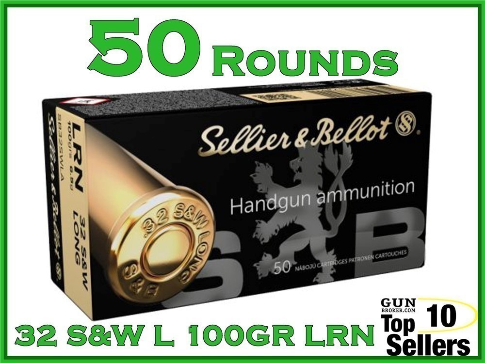 S&B 32 S&W Long 100 GR Lead Round Nose SB32SWLA Ammo 50CT-img-0