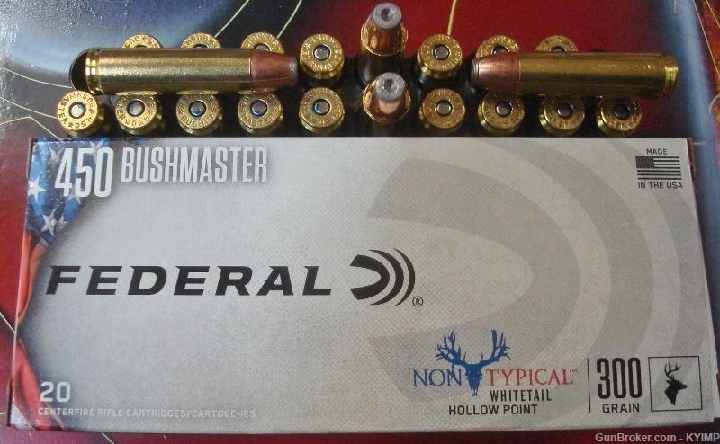 100 Federal Non Typical 450 BushMaster 300 gr JHP new ammunition 450BMDT1-img-3