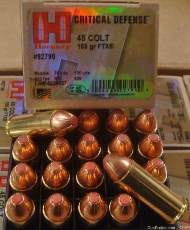 100 HORNADY 45 Long Colt 185 gr FTX new CRITICAL DEFENSE ammo 92790-img-0
