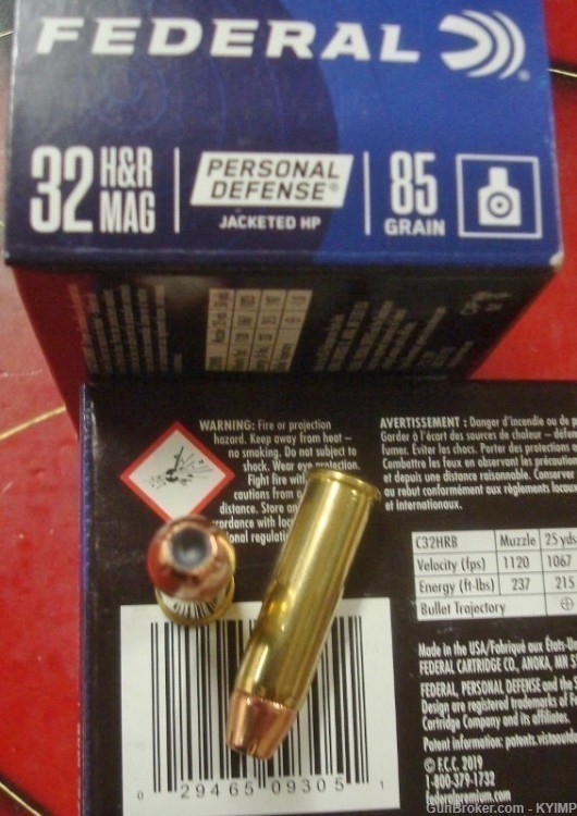 60 Federal 32 H&R Magnum 85 grain JHP C32HRB new ammunition-img-1