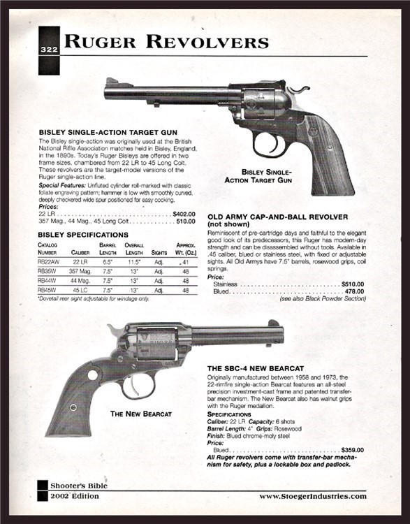 2002 RUGER Bisley Single-Action Target  SBC-4 Bearcat Revolver AD-img-0