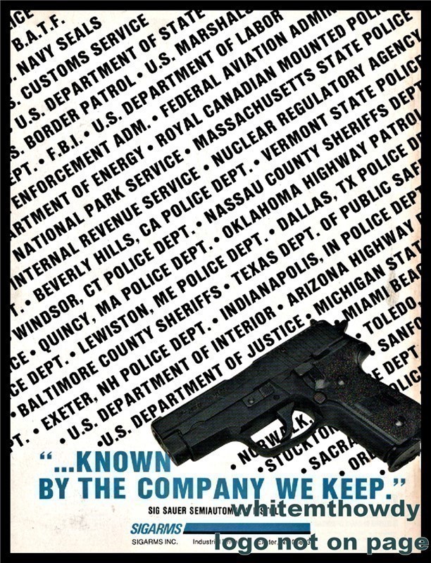 1992 SIG Pistol PRINT AD used by 36 police depts-img-0