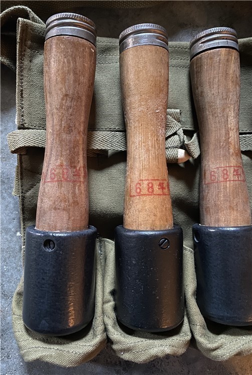 4 Chicom Type 68 Stick Grenades with 1968 pouch Vietnam Era. Chinese-img-1