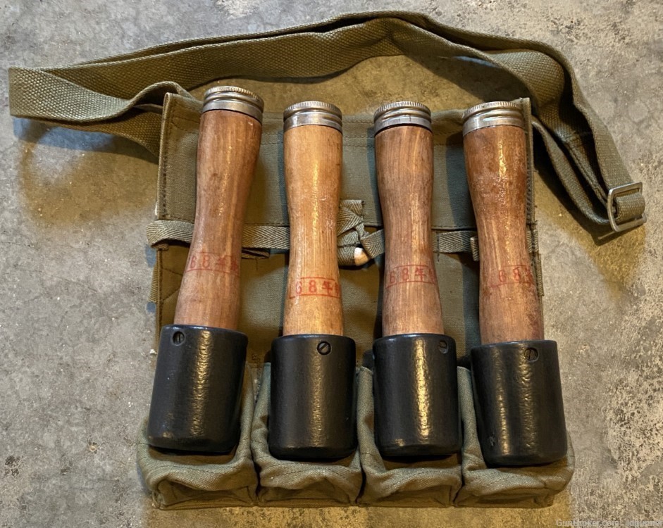 4 Chicom Type 68 Stick Grenades with 1968 pouch Vietnam Era. Chinese-img-0
