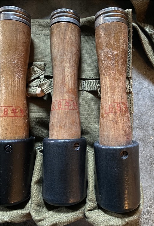 4 Chicom Type 68 Stick Grenades with 1968 pouch Vietnam Era. Chinese-img-2